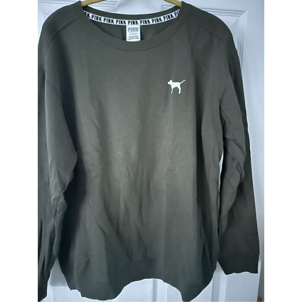 PINK Victoria’s Secret Olive Green Crew Neck Sweatshirt Size L